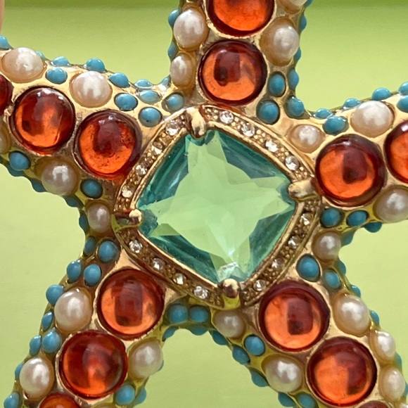 Kenneth Jay Lane vintage starfish pin & earrings Set - Picture 3 of 6